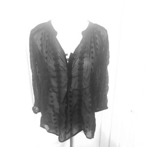 Olive & Oak black sheer embroidered blouse